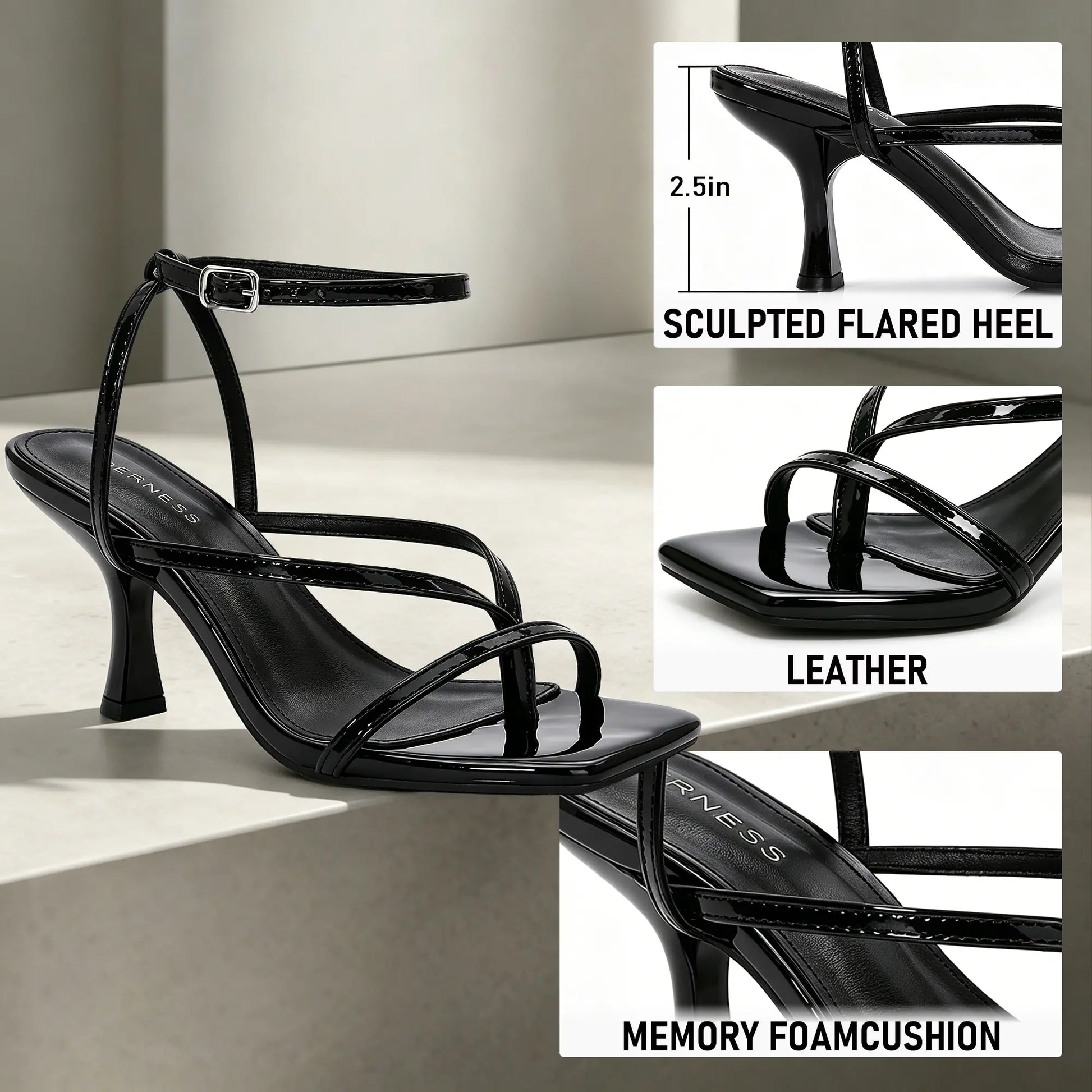 BERNESS Nalani Elegant Strappy Ankle Strap Kitten Heel Women'S Summer Sandals, Stylish Women'S Footwear