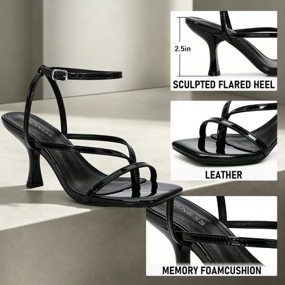 BERNESS Nalani Elegant Strappy Ankle Strap Kitten Heel Women'S Summer Sandals, Stylish Women'S Footwear